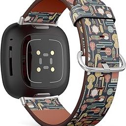 CJBROES Replacement Leather Watch Band, Compatible with Fitbit Versa 3 and Fitbit Sense of Wristband Bracelet Accessory - Music-Instruments-image-76