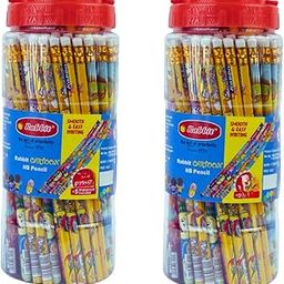 Artiggle Cartoon Picture Hb Pencil Super Fun Pencils For Kids, Extra Dark Pencils (Pack Of 50) Complementary 2 Sharpener Pack Of 2 Jar,Graphite-26