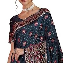 satrani Women's Silk Kashmiri Minakari Weaving Saree with Unstitched Blouse Piece-picture-27