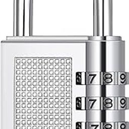 SYGA 4 Digit Combination Padlock, Security Padlock, Luggage Travel Locks, Code Lock with Alloy Body for Travel Suitcases Luggage Bag Case Locker, School Gym, Bike Lock - Silver-14