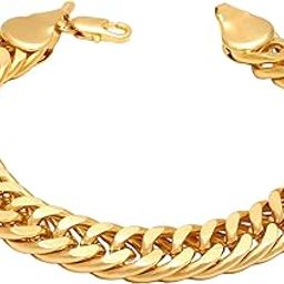 Missmister Gold plated Brass Interlinked 50Gms heavy silky smooth Bracelet for Men Women Men jewellery (MM2805BLRX)-image-21