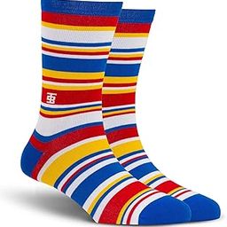 Premium Colorful Stripes Men Cotton Socks - Hawai Edition (Material: Combed Cotton | Color: Blue, White, Red | Free Size | Regular Length)-image-2