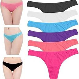Shapyfit Women's Viscose Cotton Lycra G-Staring Thong Panties Combo Pack of 6 | Thong Panty for Women Sexy |T-Back Panty Set for Women-2