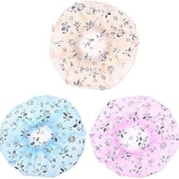 VM Shopping Mall Shower Caps, Waterproof EVA Plastic Shower Cap,3 Pcs Waterproof Bath Caps，Elastic Reusable Bathing Hair Cap,Elastic Band Bath Hair Hat for Women Ladies Spa Salon-image-65