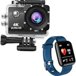 Drumstone Combo Pack of 2 Items Touch Screen Sports Action Camera, 4K Waterproof Sport Camera,16MP with D116 Smartwatch Bracelet Fitness Tracker Heart Rate Step Counter Activity Monitor Band Wristband-15