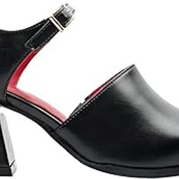 Women Mary Jane Block Heels | Pointed Toe | Ankle Strap | Stylish & Comfortable | Formal & Casual Wear-14