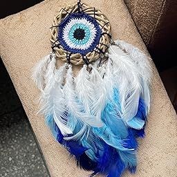 Teal by Tanvi Evil Eye Crochet Car Hanging Dreamcatcher - Protection Charm for Car, Home Decor, Boho Room Aesthetic - Handmade Indian Art-image-40