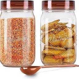 Milton Vintage Airtight Containers with Spoons for Kitchen Storage Food Grade Plastic, Stackable & Transparent Organizer Jars, Masala Dabba, Set of 2 (2 Litres each) for Tea, Coffee, Sugar, Dry Fruits-10