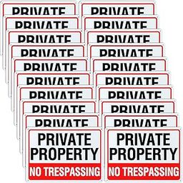 Yaocom 20 Pack No Trespassing Signs Private Property 10 x 7 Inch Rust Free Aluminum Signs with 4 Holes Keep Out Warning Private Residence Sign, Outdoor Durable, Weatherproof for Home, House, Business-image-28