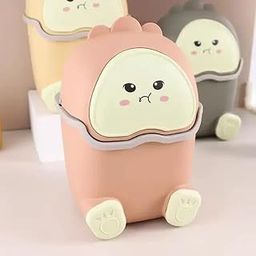 ZDQTRA small cute cartoon desk dustbin with lid, Countertop wide open mouth dustbin for kids study table corner office vanity bedroom coffee table (multi color) (1)-image-52