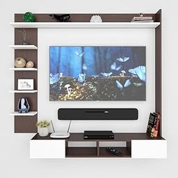 ESTANTERIA Engineering Wood Wall Mount TV Entertainment Unit Upto 50" Set Top Box Stand/TV Cabinet with Shelves for Books & Dcor Display Unit Bed Living Room (White)-image-80