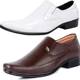 Attractive Trendy Formal Shoes/Party Shoes/ 2 Shoes Combo with Free Belt for Men and Boys (BAZAAR8931_VTR-401-Wht) Multicolor-image-114