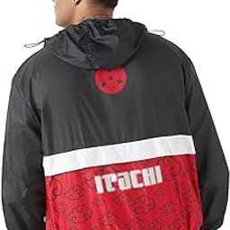 Air 1.0 Official Naruto Merchandise Itachi Men's Graphic Printed Oversized Fit Full Sleeve Hooded Nylon Plus Size Wind Cheater Jacket-image-22