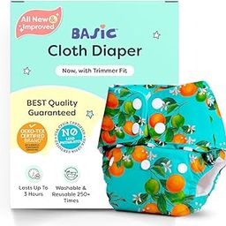 BASIC Reusable Cloth Diapers | New Trimmer Version | Adjustable, Washable & Rash-Free | Includes Absorbent Pad with Dry Feel Layer | Fits 3M-3Y (5-17kg) | Certified & Comfortable for Babies (Peaches)-28