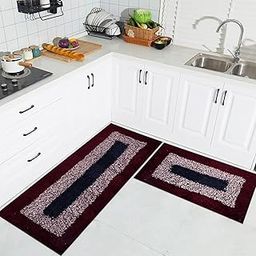 Kuber Industries Kitchen Set | Cotton Border Luxury Kitchen Floor Door Mat Runner Set | Door Mat for Kitchen | Door Mat & Kitchen Runner Set | 2 Pcs Set | Maroon-image-70