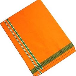 100% Cotton Men's Single Dhoti -2 Mtrs/Mundus/Lungi Line Border Set-1-image-14