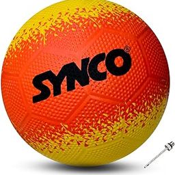 Synco Vortex Football | Rubberized Dimple Moulded | Suitable for Hard Ground Without Grass | Training Soccer Ball for boy/Girl | Size-5 (Red Yellow)-image-93