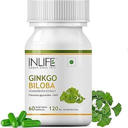 INLIFE Ginkgo Biloba Extract Capsules 120mg | Herbal Supplement | Memory Support - 60 Vegetarian Capsules (Pack of 1, 60)-28