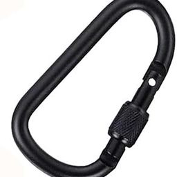Stealodeal Black Carabiner Aluminium Screw Locking Spring Clip Hook Outdoor D Shaped Carabiner-47