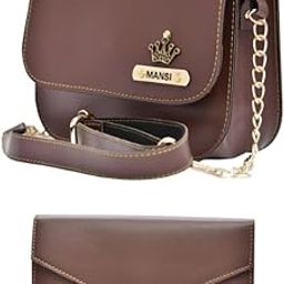 Customized Leather Ladies Wallet with Chain Sling Bag with Name Engrave | Personalized Anniversary Gift Set for Wife | Birthday Gift Set for Women (Brown)-picture-6