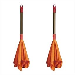 Vimal Golden Handle Duster (Dust Mop - High Density Dusting Cloth with Handle) Orange Color Flannel Cloth Stick for Home/Office Cleaning (Pack of 2 Units)-1