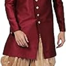 Men's Beige Silk Blend Sherwani Set-image-10