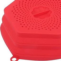 ATORSE Microwave Splatter Cover Fruit Drainer Basket Oilproof Lid for Home Red-image-64