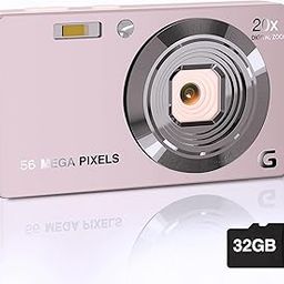Digital Camera, 4K Cameras for Photography, Digital Point and Shoot Camera with 56Mp Autofocus 20X Zoom Anti Shake, Video Camera with 32GB SD Card for Adults, Teens, Beginners(Pink)-98