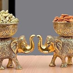 LABHCART Brass Elephant Urli Bowl: Ethnic Design Uruli Pot for Home Decor - Ideal for Floating Flowers, Candle Lamps, Temple Room - Traditional Diwali Decoration-image-43