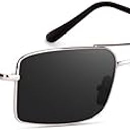 Karan Aujla Classic Retro Frame Vintage Narrow Rectangular Pimp Metal Sunglasses Goggles For Men & Women (silver, black, Gold)-picture-49