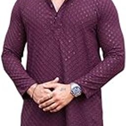 Men's Chikankari Embroidered and Sequence Only Kurta-picture-6