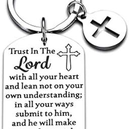 Religious Cross Trust In The Lord Silver Stainless Steel Keychain For Men And Women KeyS9-image-3