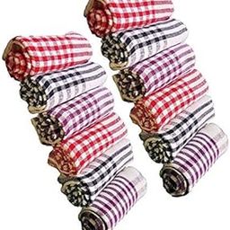 Handnit Water Absorbent Check Cloth,Cleaning Towel, Kitchen Napkins, Roti Napkin, Table Napkins, Superior Cotton, Duster, Reusable, Wiping Cloth | Large | Pack of 12 (18 * 18 inch)-image-36