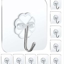 Xulaxy Hanging Hooks Without Drilling, 15 Pack Self Adhesive Hooks for Wall Heavy Duty Strong Nail Free, Kitchen Accessories Items (Hanging Hook, Transparent) Stainless Steel-image-38