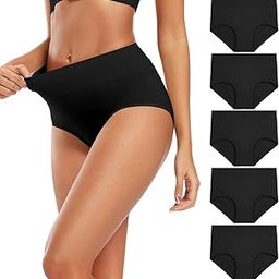 Women's Cotton Underwear Briefs Soft Breathable High Waisted Full Coverage Ladies Plus Size Panties (Black-5 Pack, XXX-Large)-image-13