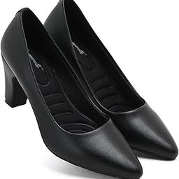 Women's Formal Block Heel Pumps | Stylish Slip-On Office Wear Heels with Cushioned Footbed-image-76