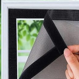DIVAYANSHI Window Ready to Use 120 GSM Fiberglass Insect Net with Strong Self Adhesive Hook & Loop Tape (90 x 120 cm, Grey)-3