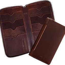 Genuine Leather Family Passport Holder for 8 Passports| RFID Blocking Passport and Card Holder|Travel Organizer for Men and Women(Wine Brown)-image-97