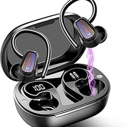 OYIB Wireless Earbuds Bluetooth 5.4 Headphones Sport, 50H Bluetooth Earbuds with Earhooks, Deep Bass Over Ear Bud with ENC Mic, Wireless Earphone IP7 Waterproof for Workout/Running, Deep Black-picture-14