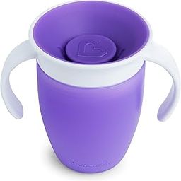 Munchkin Plastic 360° Sippy Cup Trainer Cup with Lid for Babies/Toddlers/Kids Bpa Free Spillproof Ergonomic Design Handle Baby Milk Feeding (Pack of 1, Purple), 7 Ounce-image-43