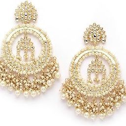 Latest Stylish Traditional Kundan Pearl Wedding Earrings for Women and Girls (rrsd14061er)-10