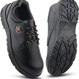 Arsenal-LC Synthetic Leather Safety Shoes for Men Industrial PVC Single Density Sole, Steel Toe, Energy Absorption Shoe (Sizes - 6UK - 12UK/India) Black-image-46