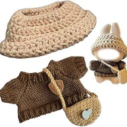 3Pcs Set Plush Toy, Clothes for Doll for Labubu(No Doll) Toy Girl Dress to Impress Outfit – Handcrafted 3-Piece Set with (Hat + Top + Bag) Dress Playtime Fun-image-67