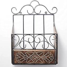 TEAKOPUR Mango Wood and Iron Modern Elegance | Magazine | Newspaper and Book Wall Rack | Wall Magazine Holders for Home and Office | Colour Brown & Black | Size 27×10×38 cm-12