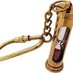 WinMart Nautical_Nautical Craft Brass Sand Timer Key Chains Mini Hourglass Key Rings(purple color)-picture-30
