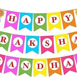 Party Propz Multicolor Happy Rakshabandhan Banner for Decoration - 1 Pc Raksha Bandhan Banner with 3 Strings (36-40 Inch), Rakhi Decoration Items, Rakshabandhan Decoration Items (Cardstock)-image-95