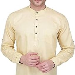 Men's Linen Straight Short Kurta-image-20