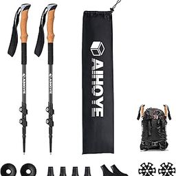 Aihoye Trekking Hiking Poles - 2 Pack Adjustable Hiking Walking Sticks Collapsible Lightweight - Strong Lightweight Aluminum7075, Quick Flip-Lock Hiking Sticks and Comfortable Cork Grips-image-93