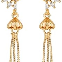 Mughal Mirage CZ Stones Rose Gold Earrings-image-62