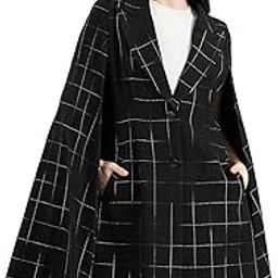 women's Black and White wool cape coat-picture-39